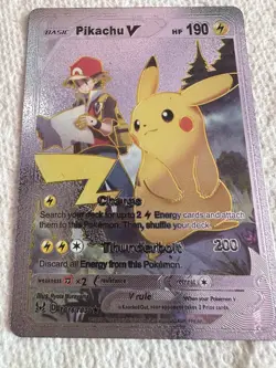 Pikachu V Hp190 Foil Fan Art Charge Card NM - Image 1