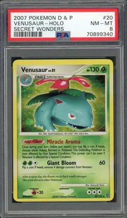 PSA 8 Venusaur Secret Wonders 20/132 Holo Pokemon Card B8 - Image 1
