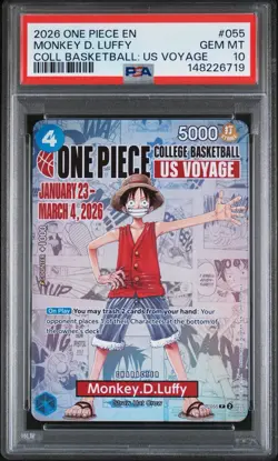 PSA 10 One Piece Card Monkey D. Luffy US College Basketball Voyage Promo - Image 1