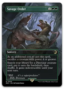 Savage Order (Borderless) #6 (NM) Jurassic World REX Magic MTG - Image 1