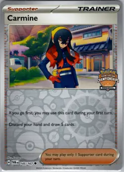 Carmine 145/167 - Stamped Regional Promo Card - Pokemon TCG Twilight Masquerade - Image 1