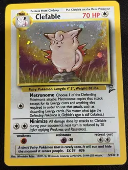 Pokemon TCG Clefable Base Set 2 5/130 Holo Unlimited Holo Rare MP - Image 1
