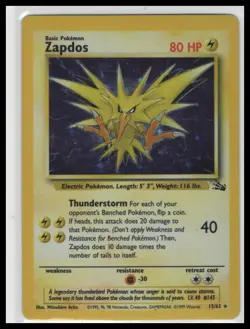 Pokemon TCG Fossil Zapdos #15/62 Holo Rare - Image 1