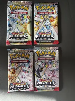 Pokemon Prismatic Evolutions Art Set: New Sealed Packs Full Art Bundle (4 Packs) - Image 1