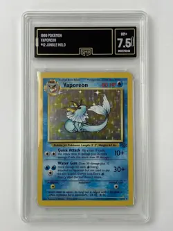 1999 POKEMON VAPOREON #12 JUNGLE HOLO 12/64 GRADED NEAR MINT 7.5 GMA - Image 1