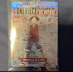 One Piece CCG Monkey.D.Luffy College Basketball US Voyage Promo Card - Image 1