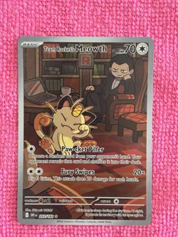 Pokemon TCG Destined Rivals Team Rockets Meowth Card 203/182 Mint Condition - Image 2