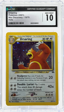 Pokemon Ursaring Holo Rare Neo Discovery 15/75 CGC 10 Gem Mint TCG - Image 1