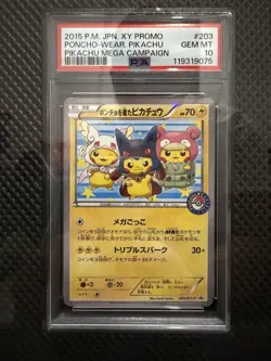 [PSA 10] Pikachu Poncho-Wear Mega Campaign 203/XY-P Japanese Promo Pokemon - Image 1
