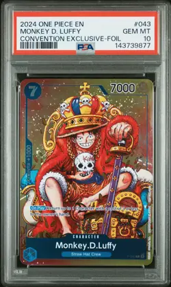 2024 ONE PIECE PROMOS CONVENTION EXCLUSIVE-FOIL #043 MONKEY D. LUFFY PSA 10 - Image 1