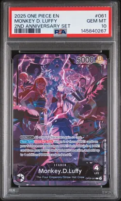 2025 ONE PIECE ENGLISH VERSION 2ND ANV SET #061 MONKEY D. LUFFY PSA 10 - Image 1