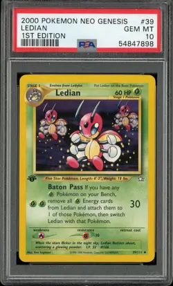 PSA 10 Ledian 1st Edition Neo Genesis 39/111 Pokemon Card - Image 1