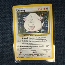 Pokemon Card Chansey Holo Rare TCG Base Set Unlimited 3/102 - LP - Image 1