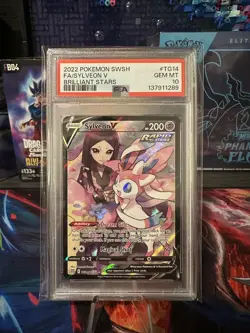 2022 POKEMON SWORD & SHIELD BRILLIANT STARS #TG14 FULL ART/SYLVEON V PSA 10 - Image 1