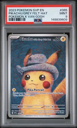 2023 POKEMON SVP EN-SV BLACK STAR PROMO #085 PIKACHU WITH GREY FELT HAT PSA 9 - Image 1