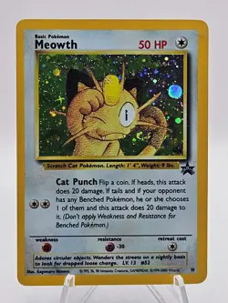 Pokemon TCG Meowth Black Star Promo Holo #10 LP NICE SWIRL - Image 1