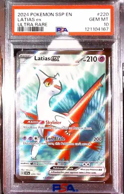 Latias EX 220/191 Ultra Rare 2024 Pokemon Surging Sparks PSA 10 Gem Mint - Image 1