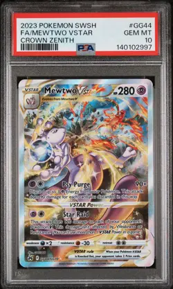 Pokemon Mewtwo VSTAR GG44 Crown Zenith Ultra Rare PSA 10 280 HP - Image 1