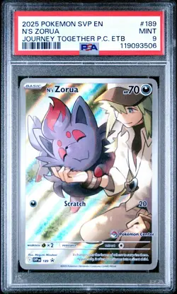 2025 Pokemon SV Promo N'S Zorua #189 Journey Together PC ETB PSA 9 MINT - Image 1