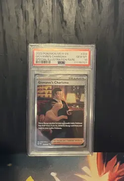 2023 POKEMON MEW EN 204/165 GIOVANNI'S CHARISMA SPECIAL ILLUSTRATION RARE PSA 10 - Image 1