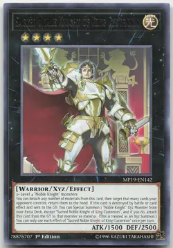 Sacred Noble Knight of King Custennin MP19-EN142 Rare 1st Edition NM Yugioh - Image 1