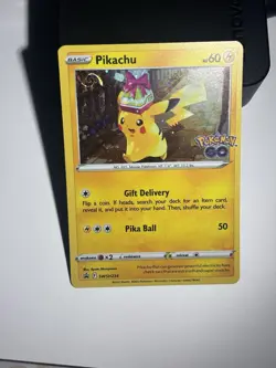 POKEMON PIKACHU SWSH234 POKEMON GO PROMO BLACK STAR COSMOS HOLO HD SWIRL NM CARD - Image 1
