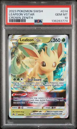 2023 POKEMON SWORD & SHIELD CROWN ZENITH #014 LEAFEON VSTAR PSA 10 - Image 1