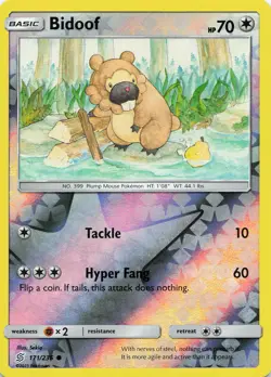 Pokemon Bidoof Reverse Holo Common SM - Unified Minds #171/236 NM - Image 1