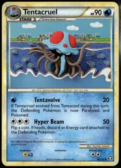 Tentacruel Uncommon - HGSS Triumphant 50/102 2010 LP+ Pokemon Card - Image 1