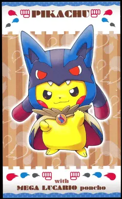 Pokemon 2015 Japanese Poncho Wearing Pikachu Business Card Mega Lucario - Image 1