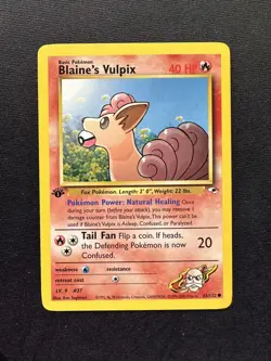 65/132 Blaine’s Vulpix 1st Edition Gym Challenge Pokemon Card Rare NM-M WOTC - Image 1