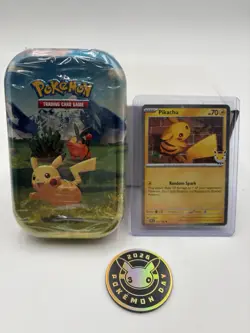 Pokemon Ascended Heroes Mini Tin Pikachu/Tepig Sealed & Promo/Coin - Image 1