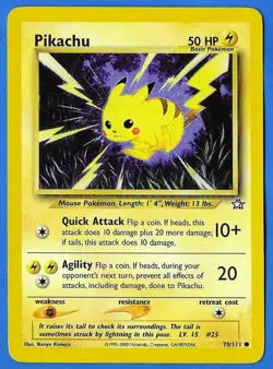 2000 Wizards Pokemon Neo Genesis Unlimited Pikachu 70/111 Non-Holo Mint - Image 3