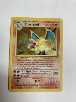 Pokemon Charizard 4/102 Base Set Unlimited Holo MP-HP - Image 1