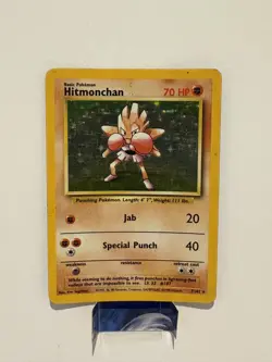Hitmonchan 7/102 Base Set Holo Unlimited Pokemon Card MP - Image 1