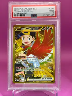 2025 POKEMON DRI EN-DESTINED RIVALS HYPER RARE #239 ETHAN'S HO-OH EX PSA 9 - Image 1