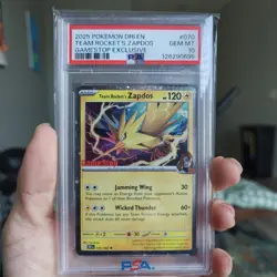 2025 Pokemon Team Rocket's Zapdos GameStop Exclusive PSA 10 - Image 1