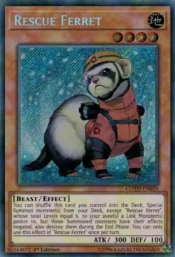 1x (EX) Rescue Ferret - COTD-EN029 - Secret Rare - 1st Edition YuGiOh - Image 1