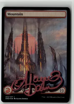 MTG Mountain 265/274 ONE Phyrexia Foil Signed Auto Alayna Danner Basic Land - Image 1