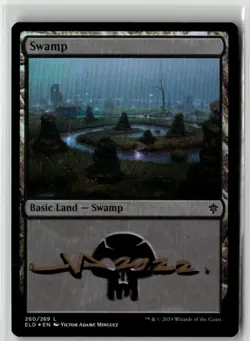 MTG Swamp Foil 260/269 ELD Signed Auto Victor Adame Minguez - Image 1