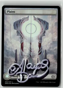 MTG Plains 262/274 ONE Phyrexia Foil Signed Auto Alayna Danner Basic Land - Image 1