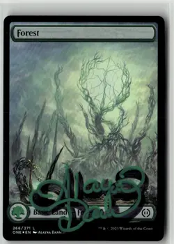 MTG Forest 266/274 ONE Phyrexia Foil Signed Auto Alayna Danner Basic Land - Image 1