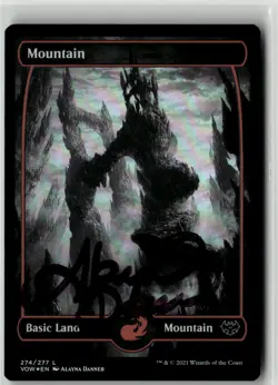 MTG Mountain 274/277 MID Midnight Hunt Foil Signed Auto Alayna Danner Basic Land - Image 1