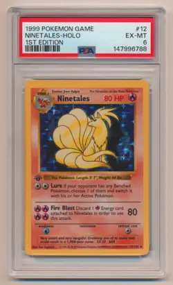 PSA 6 Pokemon Base Set 1st Edition Holo Rare Ninetales 12/102 EX/MINT Condition! - Image 1