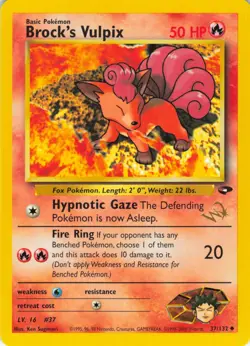 Brock’s Vulpix - W Stamp - 37/132 Gym Challenge - Pokemon TCG - 2000 - Image 1