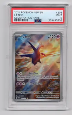 2024 POKEMON SSP EN-SURGING SPARKS ILLUSTRATION RARE #203 LATIOS PSA 9 - Image 1