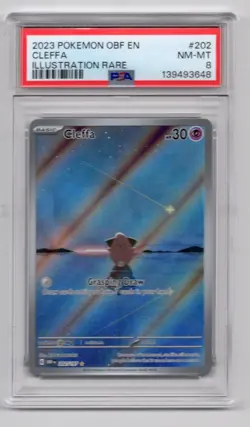 2023 POKEMON OBF EN-OBSIDIAN FLAMES ILLUSTRATION RARE #202 CLEFFA PSA 8 - Image 3