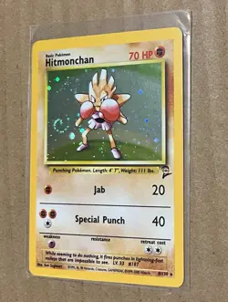 HITMONCHAN - 8/130 Base Set 2 - 2000 Rare HOLO SWIRL Pokemon * EX / Near MINT - Image 2