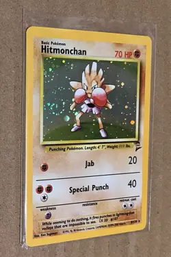 HITMONCHAN - 8/130 Base Set 2 - 2000 Rare HOLO SWIRL Pokemon * EX / Near MINT - Image 4