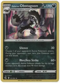 Galarian Obstagoon - 161/264 - NM - Rare Holo - Fusion Strike - Pokemon TCG - Image 1